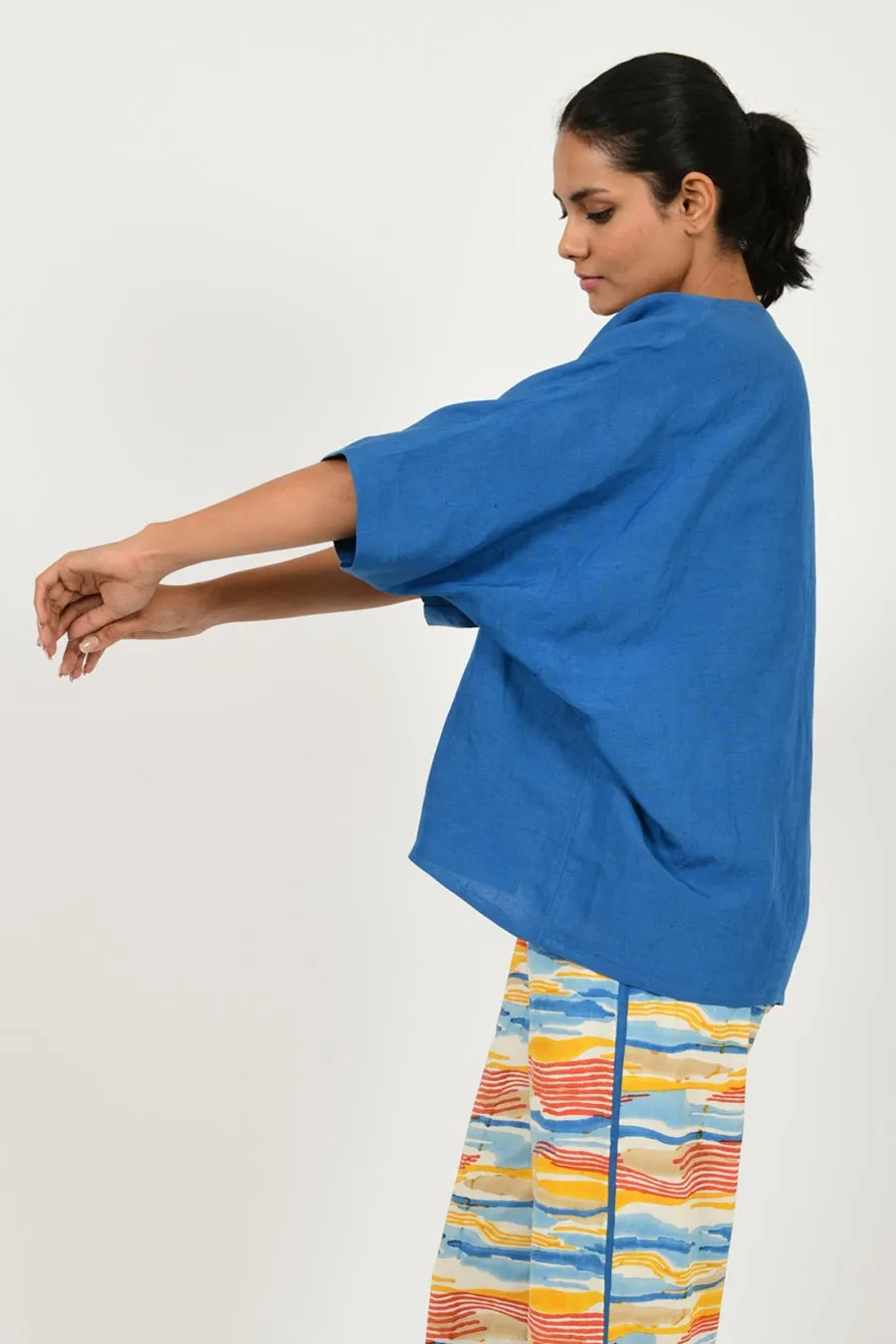 Wave Cotton Co-Ord Set With Linen Overlay