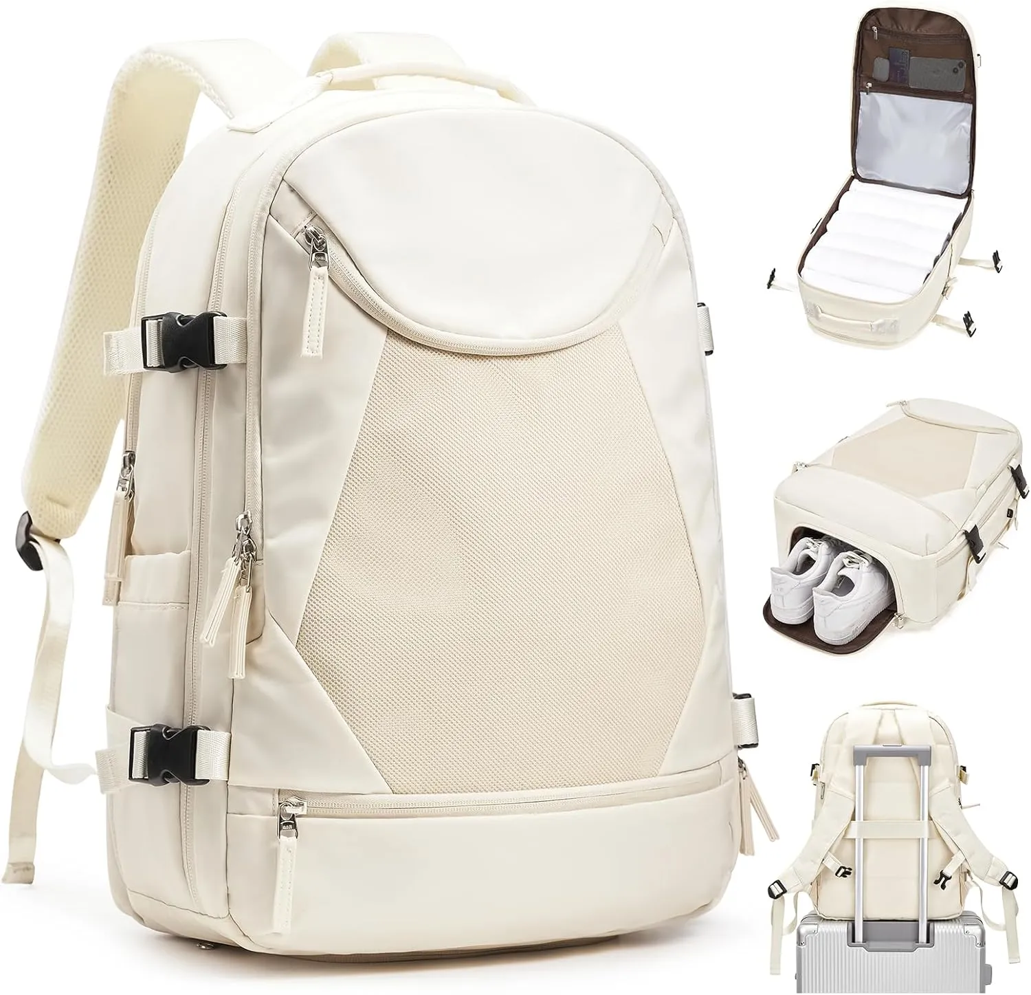 wepadre Beige Mochila De Viaje Large Travel Backpack Carry On Flight Approved Personal Item Backpack Traveling Backpack Carry On Backpack For Women Frontier Airlines Personal Item Travel Bag