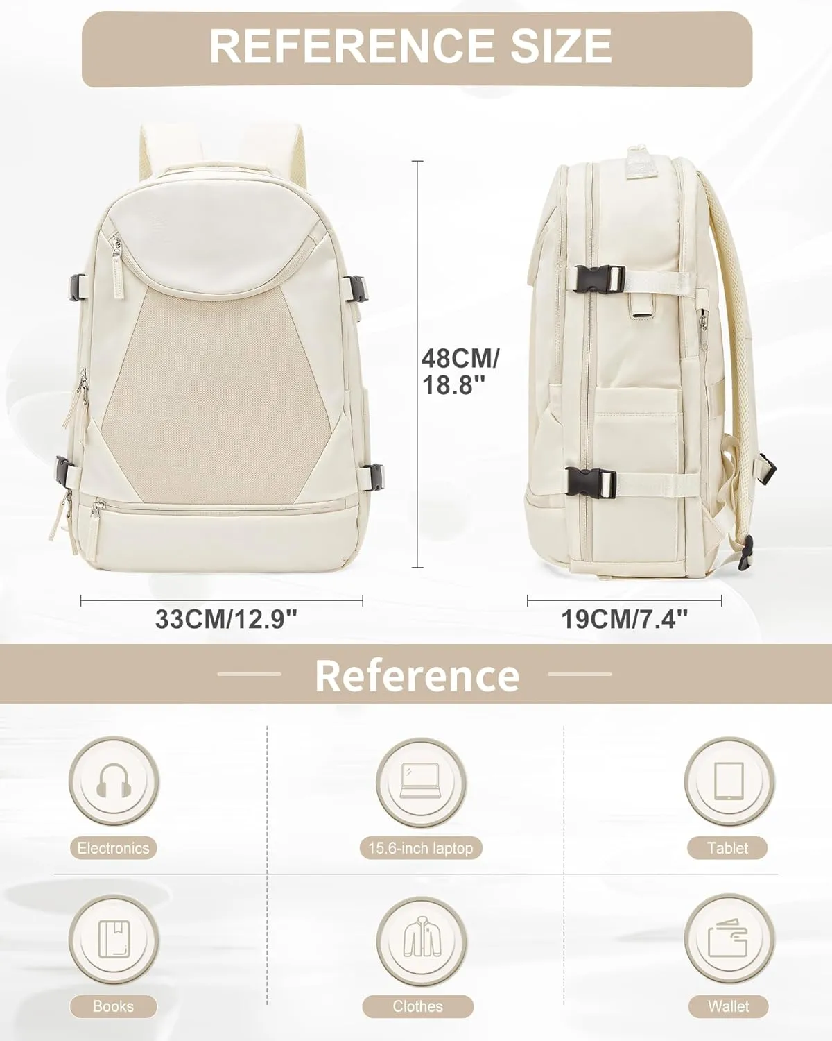 wepadre Beige Mochila De Viaje Large Travel Backpack Carry On Flight Approved Personal Item Backpack Traveling Backpack Carry On Backpack For Women Frontier Airlines Personal Item Travel Bag