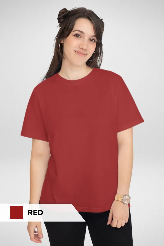 White and Red Plain T-shirts Combo for Women