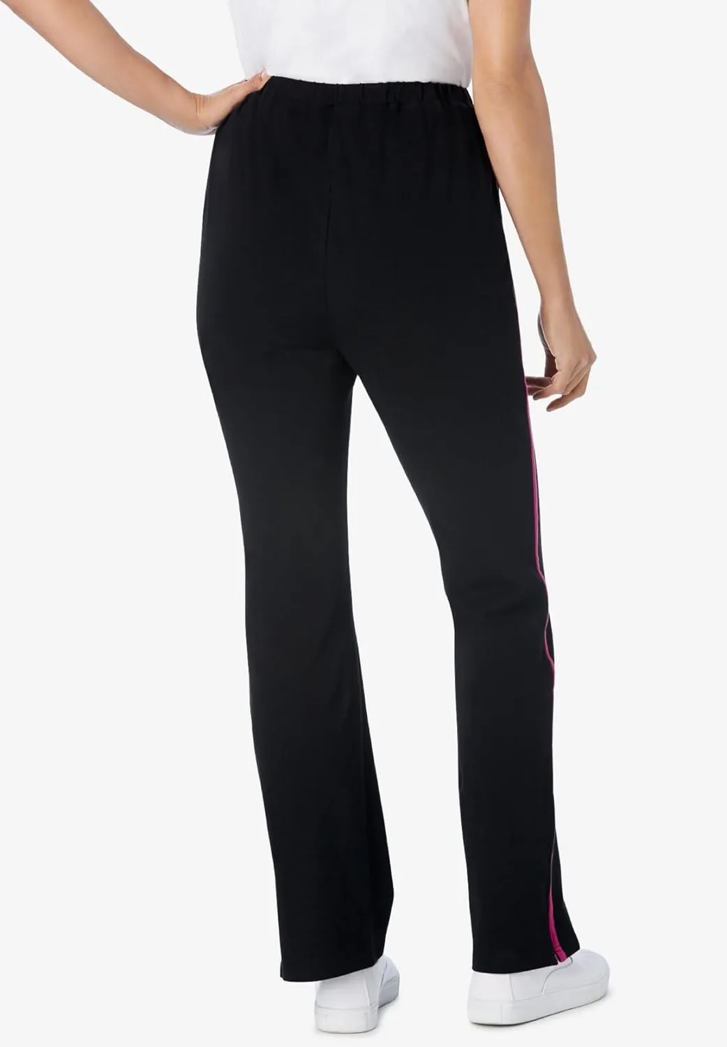 Woman Within Plus Size Tall Stretch Cotton Side-Stripe Bootcut Pant