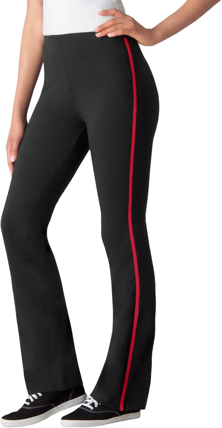 Woman Within Plus Size Tall Stretch Cotton Side-Stripe Bootcut Pant