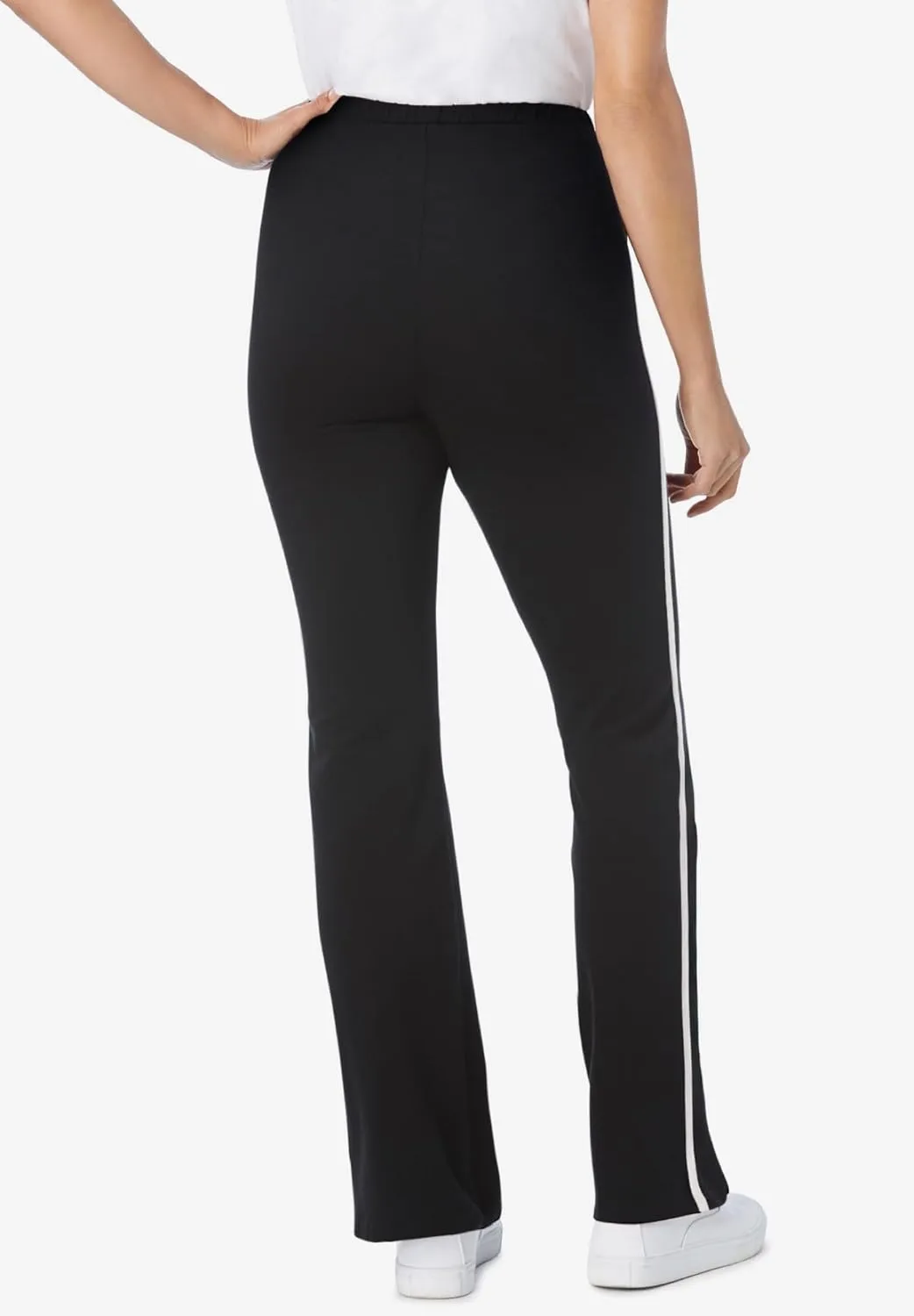 Woman Within Plus Size Tall Stretch Cotton Side-Stripe Bootcut Pant