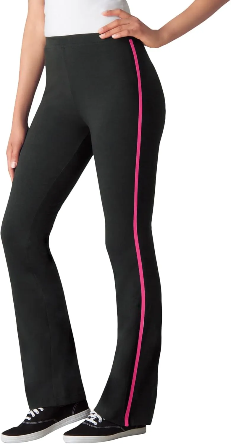 Woman Within Plus Size Tall Stretch Cotton Side-Stripe Bootcut Pant