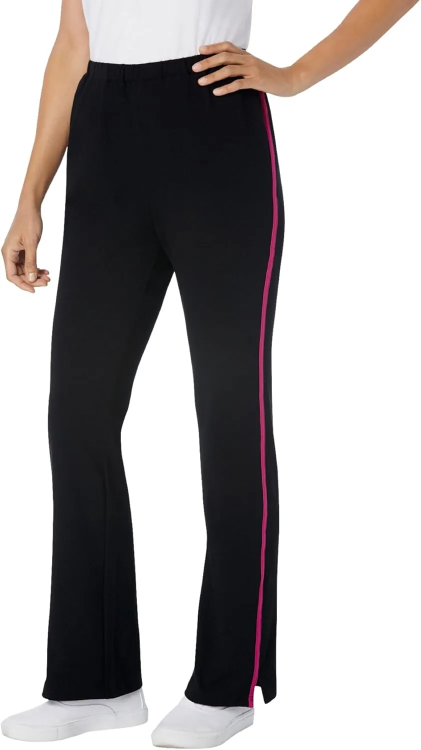 Woman Within Plus Size Tall Stretch Cotton Side-Stripe Bootcut Pant