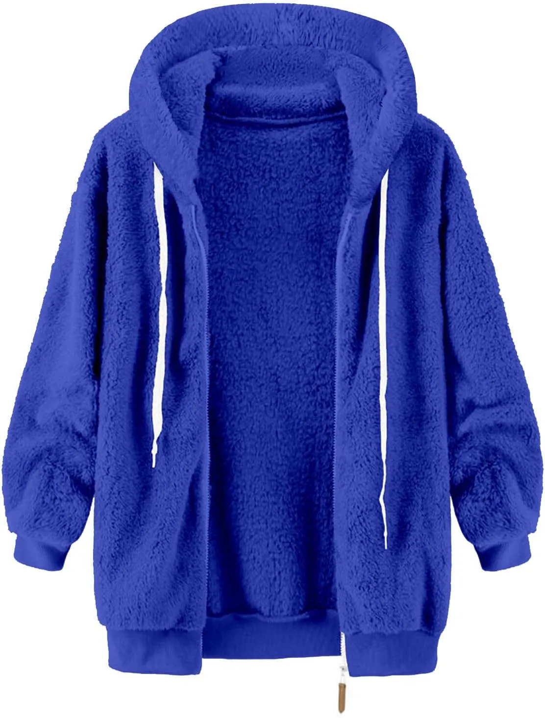 Women Fuzzy Jackets Full Zip Hooded Sweatshirt Coat Winter Warm Fleece Plush Zipper Hoodies Cozy Cardigan Outwear