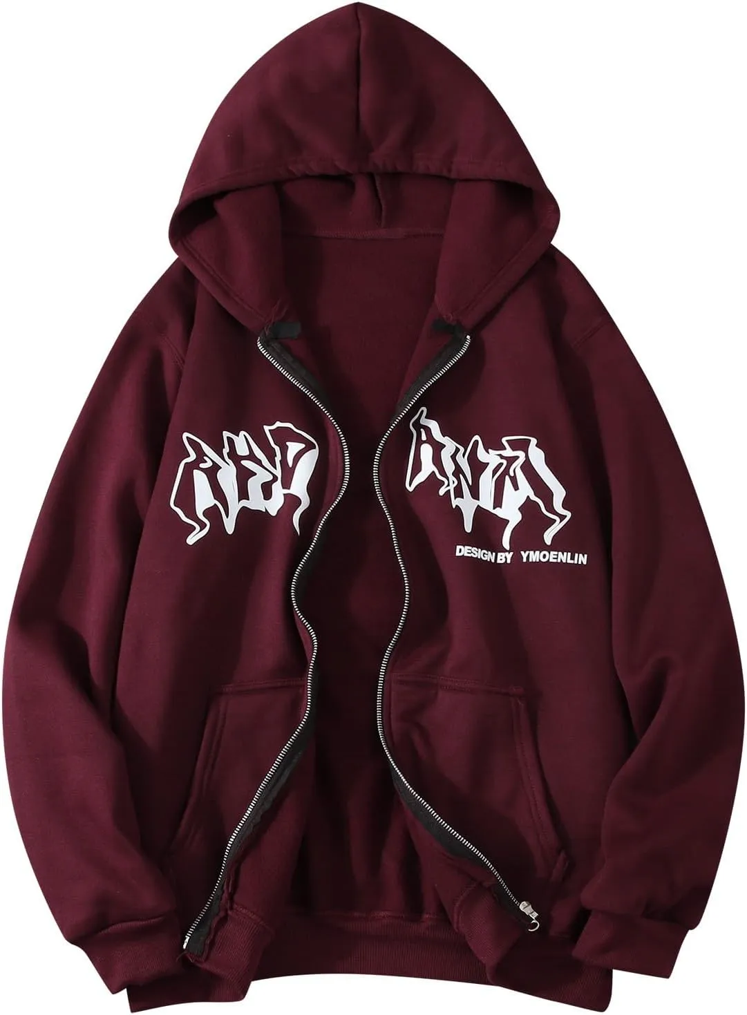 Women Men Y2K Zip Up Oversized Hoodie Dragon Graphic Emo Grunge Alt Baggy Fleece Jacket 90s Punk Streetwear Tops