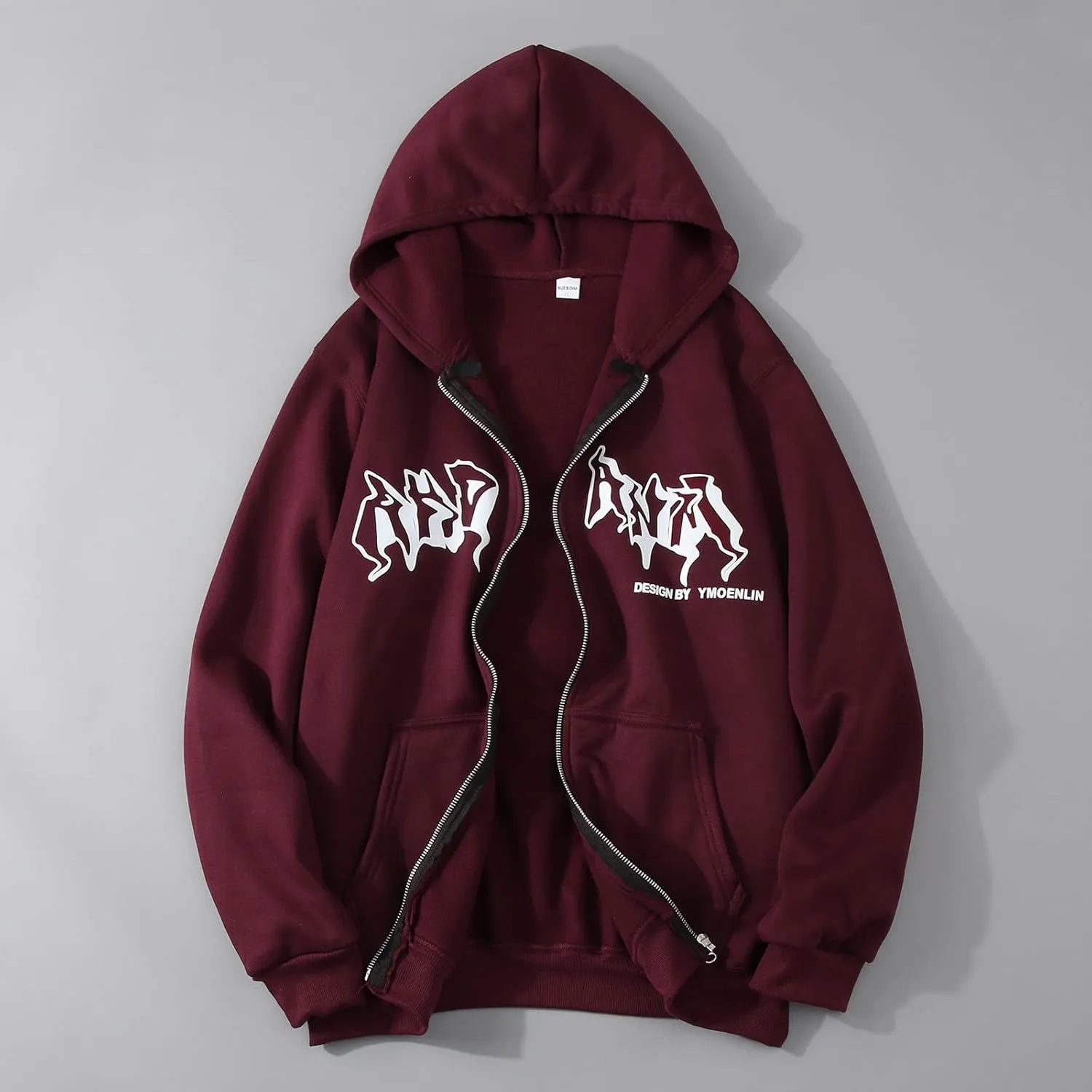 Women Men Y2K Zip Up Oversized Hoodie Dragon Graphic Emo Grunge Alt Baggy Fleece Jacket 90s Punk Streetwear Tops
