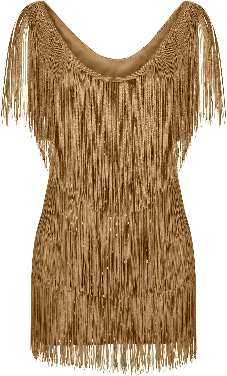 Women Sexy Deep V-Neck Bodycon Dress Summer Layered Fringe Tassel Flapper Dresses Club Party Prom Mini Strap Dress