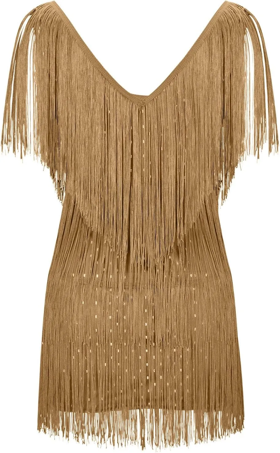 Women Sexy Deep V-Neck Bodycon Dress Summer Layered Fringe Tassel Flapper Dresses Club Party Prom Mini Strap Dress
