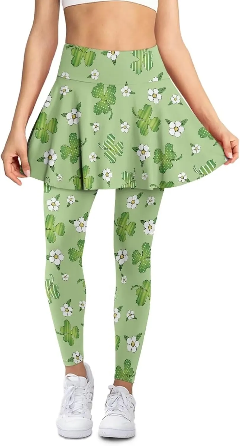 Women Skirted Legging Tummy Control Tennis Golf Skirts High Waisted Women Skirt Pant Wear with Pocket