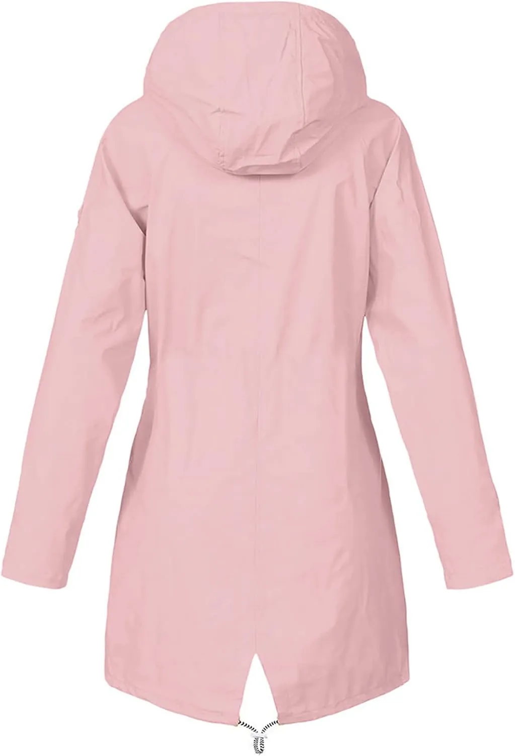 Women Solid Rain Jacket Outdoor Plus Size Long Hooded Windproof Loose Coats Female Down Jackets Travel Trench