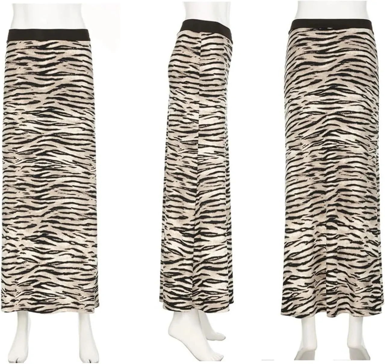 Women Y2k Ladies Leopard Print Long Skirt Casual 2000s Aesthetic Slim-fit Low Rise Skirts Vintage Clothing