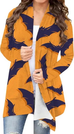 Womens 2023 Fashion Print Cardigan Casual Open Front Printed Cardigans Sweaters Fall Winter Thin Coats Jackets Outerwear