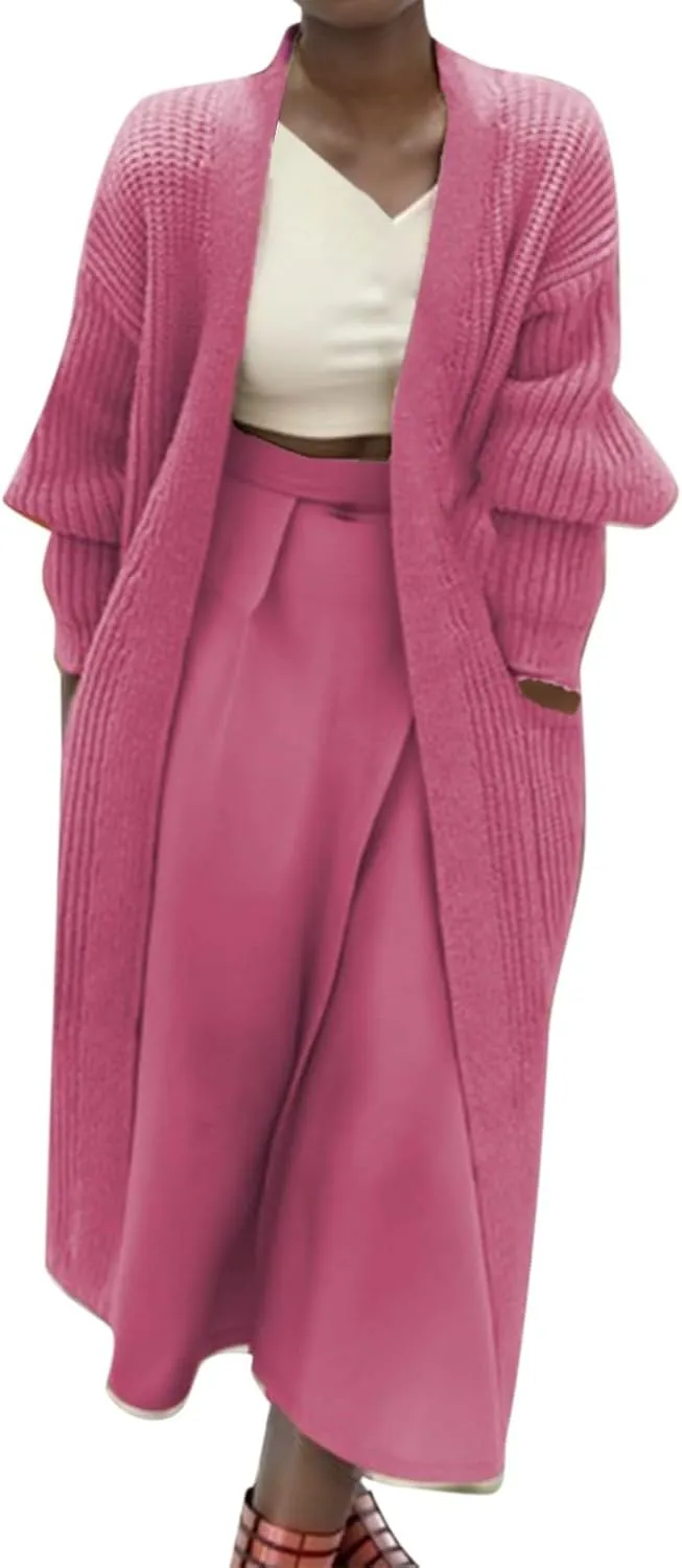 Womens Cardigan Chunky Knit Open Front Sweaters Long Sleeve Oversized Knit Cardigans 2023 Winter Cardigan Lightweight Shrugs