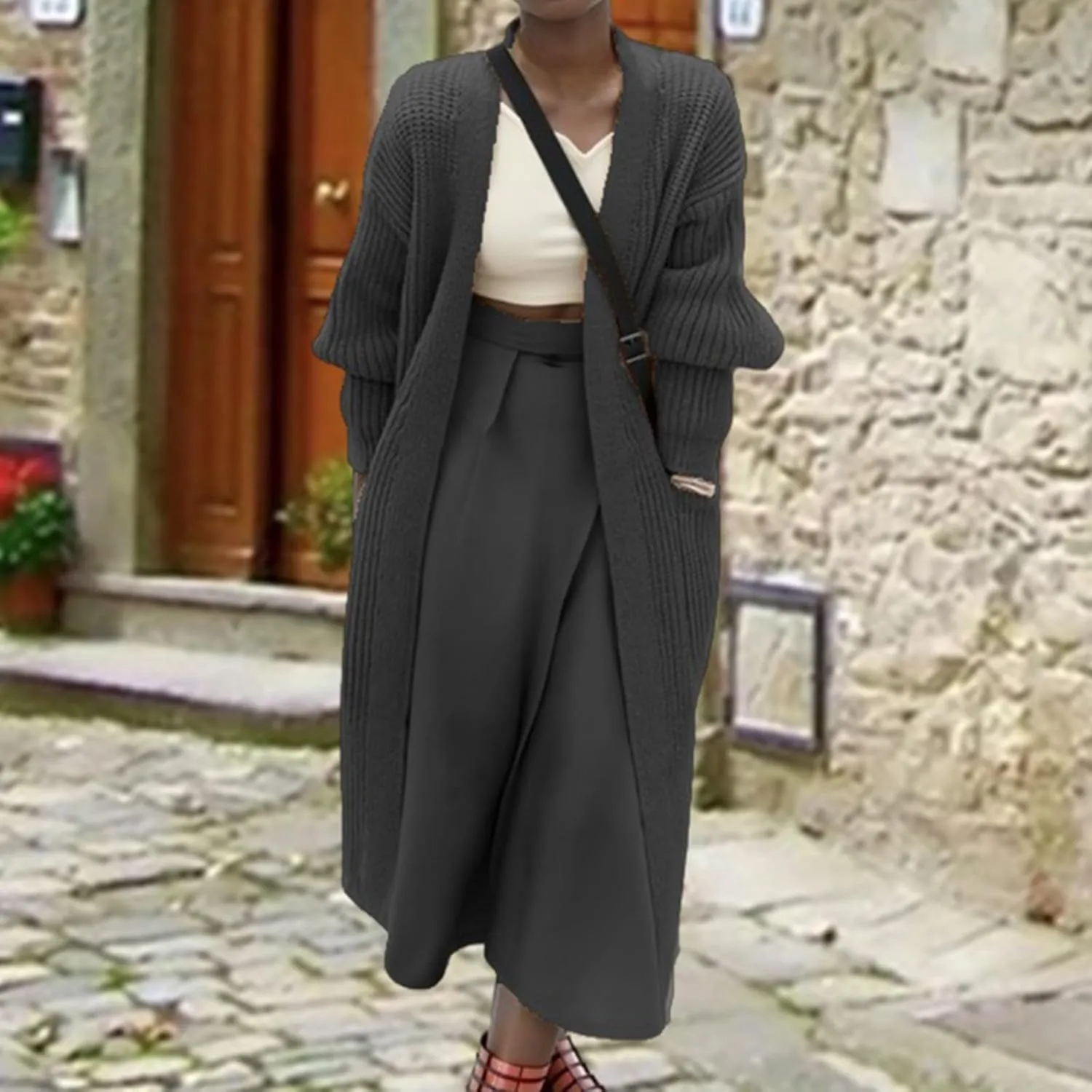 Womens Cardigan Chunky Knit Open Front Sweaters Long Sleeve Oversized Knit Cardigans 2023 Winter Cardigan Lightweight Shrugs