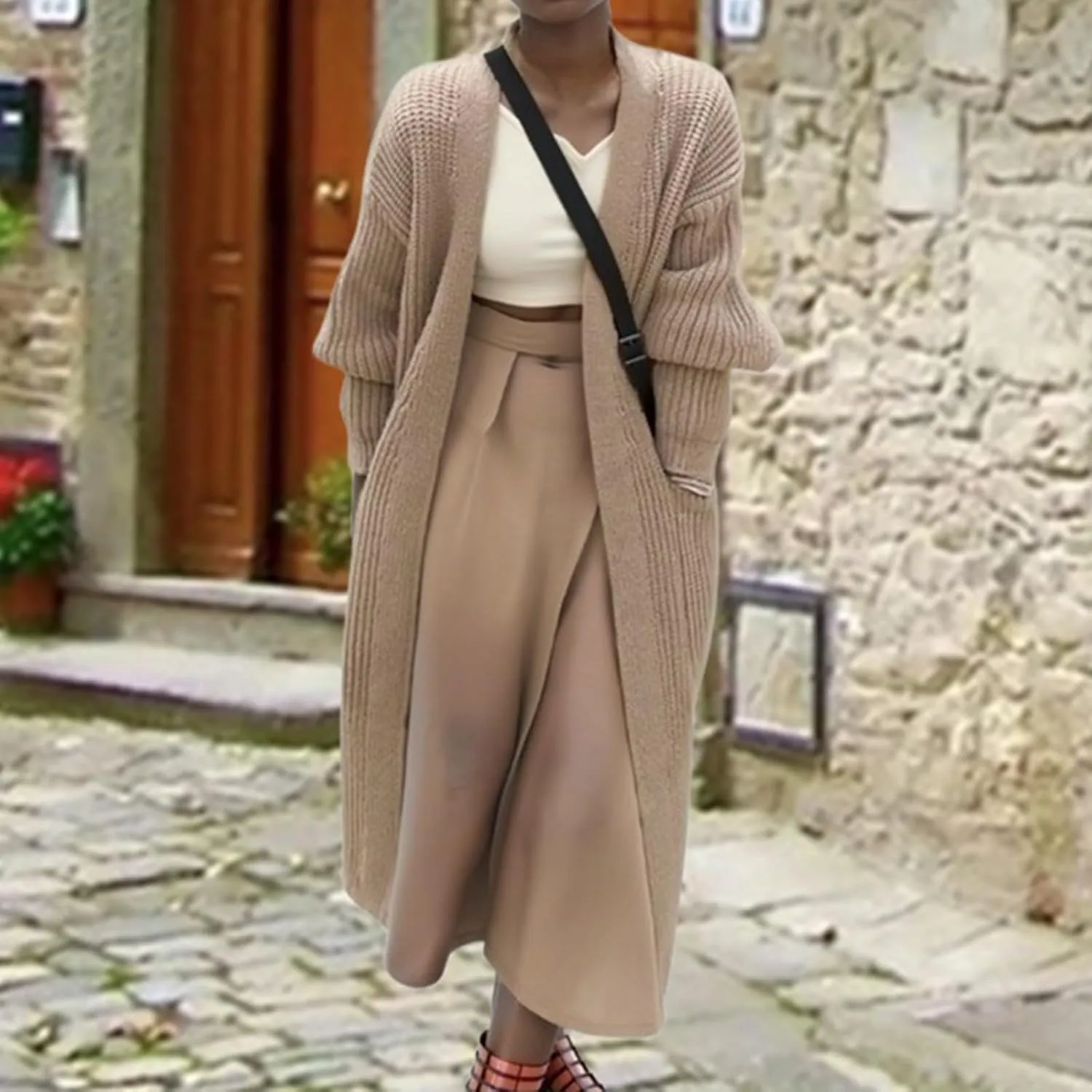 Womens Cardigan Chunky Knit Open Front Sweaters Long Sleeve Oversized Knit Cardigans 2023 Winter Cardigan Lightweight Shrugs