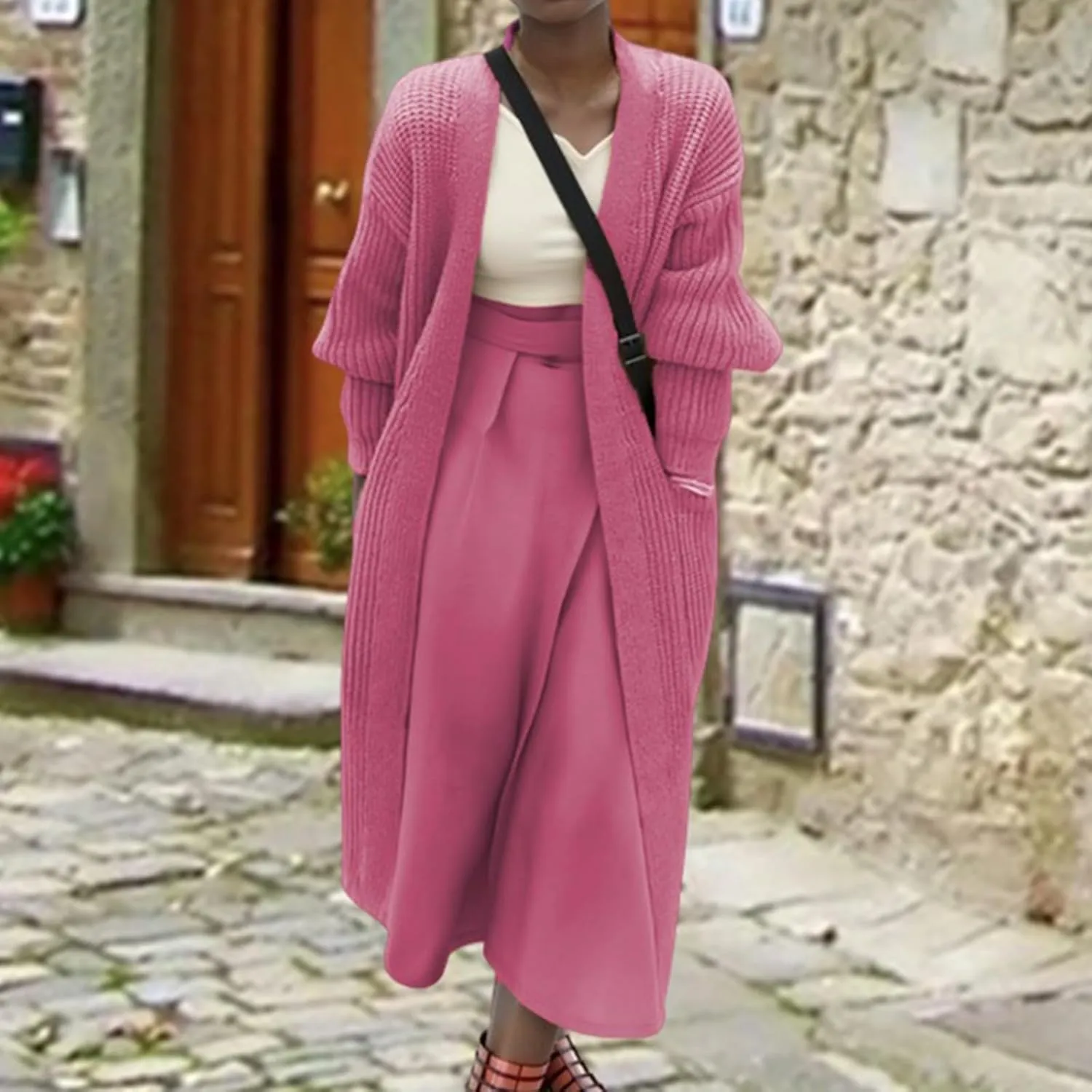 Womens Cardigan Chunky Knit Open Front Sweaters Long Sleeve Oversized Knit Cardigans 2023 Winter Cardigan Lightweight Shrugs