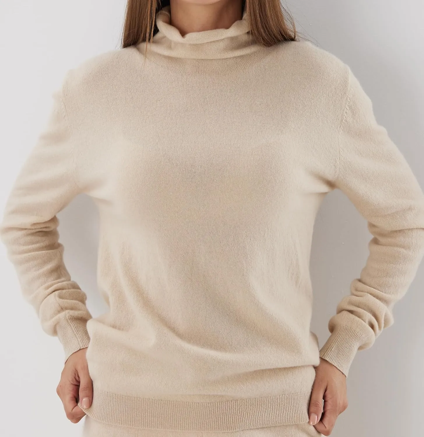 Womens Cashmere Sweater Turtleneck Long Sleeve Pullover High Neck Relaxed Fit, Fall Outfits Sweater, Trendy Tops