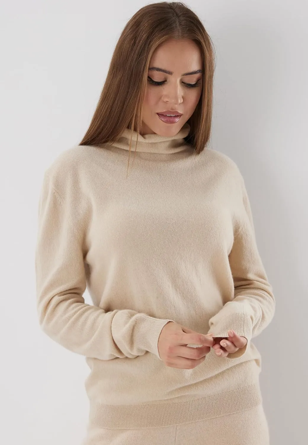 Womens Cashmere Sweater Turtleneck Long Sleeve Pullover High Neck Relaxed Fit, Fall Outfits Sweater, Trendy Tops