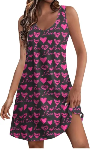 Women's Casual Boho Tank Dress Summer Beach Sundress Vintage Floral Printed A-Line Dresses Elegant Midi Sundresses