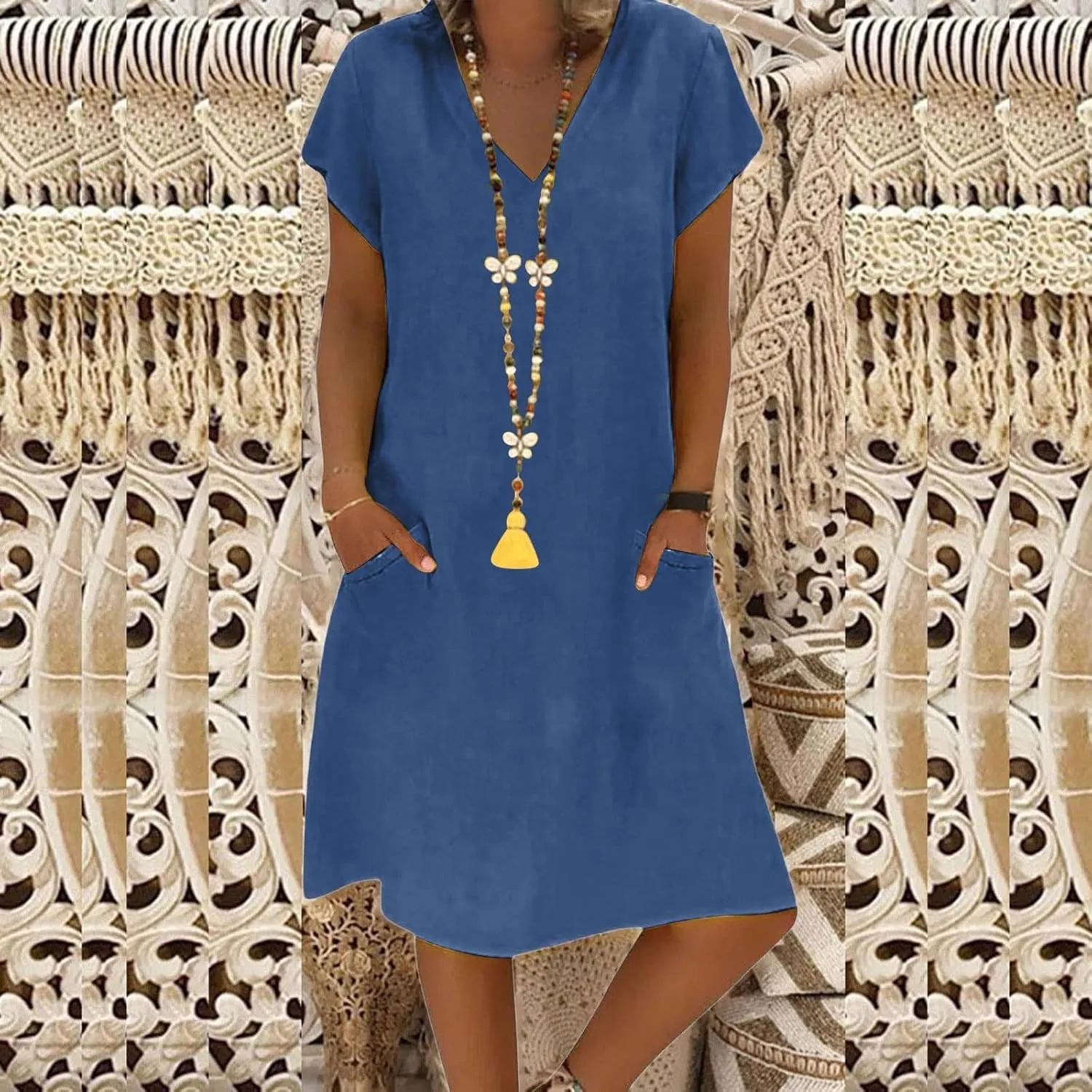 Women's Cotton Linen Maxi Dresses Summer Cup Sleeve Comfy Sundresses Beach Wear Trendy Spring Vacation Clothes 2025