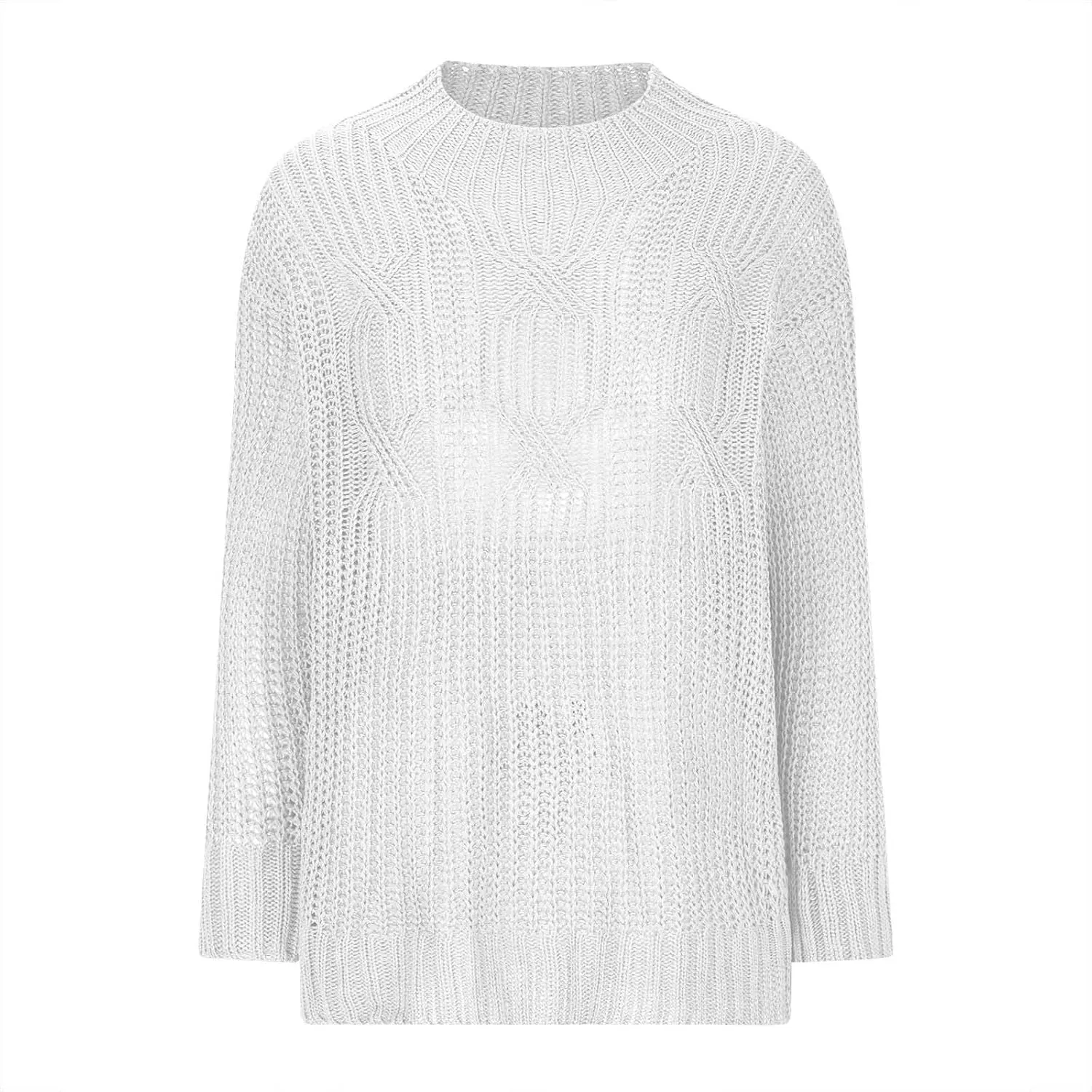 Women's Fall Winter Oversized Pullover Sweaters Casual Crewneck Long Sleeve Loose Fit Chunky Cable Knit Jumper Tops