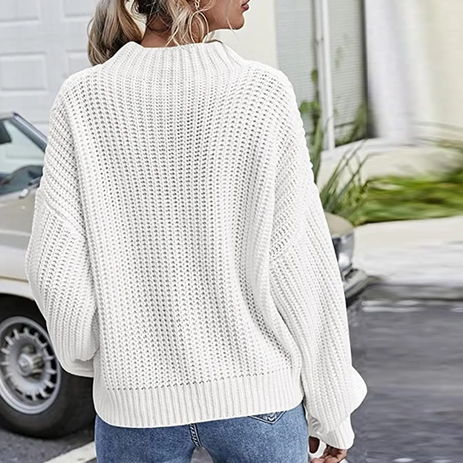 Women's Fall Winter Oversized Pullover Sweaters Casual Crewneck Long Sleeve Loose Fit Chunky Cable Knit Jumper Tops