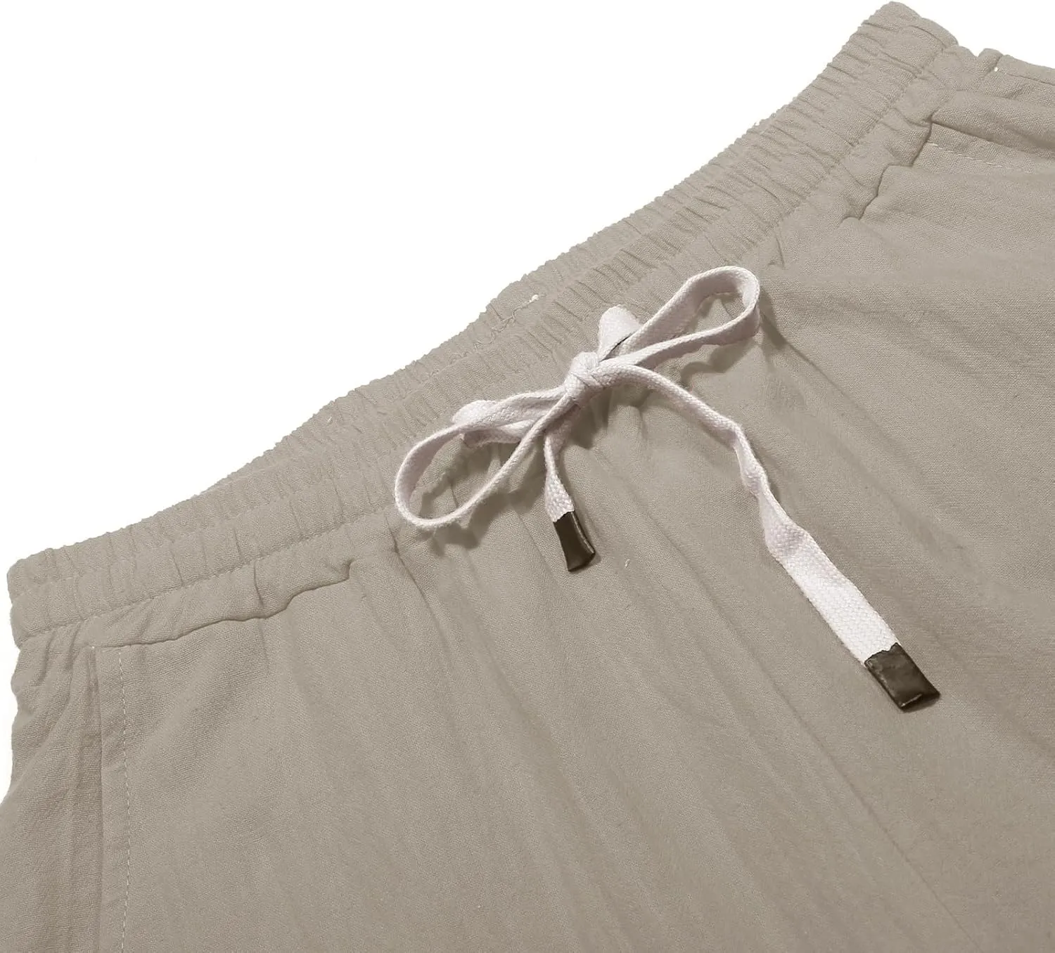 Womens Fashionable Cotton Linen Pants Trendy Straight Leg Side Button Trouser Outdoor Joggers Sport Casual Sweatpants