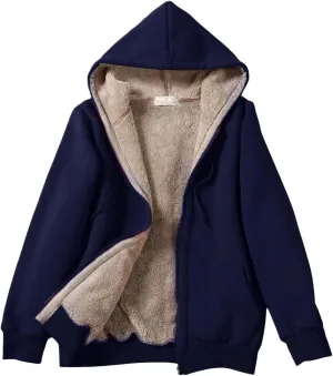 Women's Fleece Hoodies Zip Up Drawstring Long Sleeve Sweater Coat With Pocket Oversized Warm Soft Loose Fit Outfits