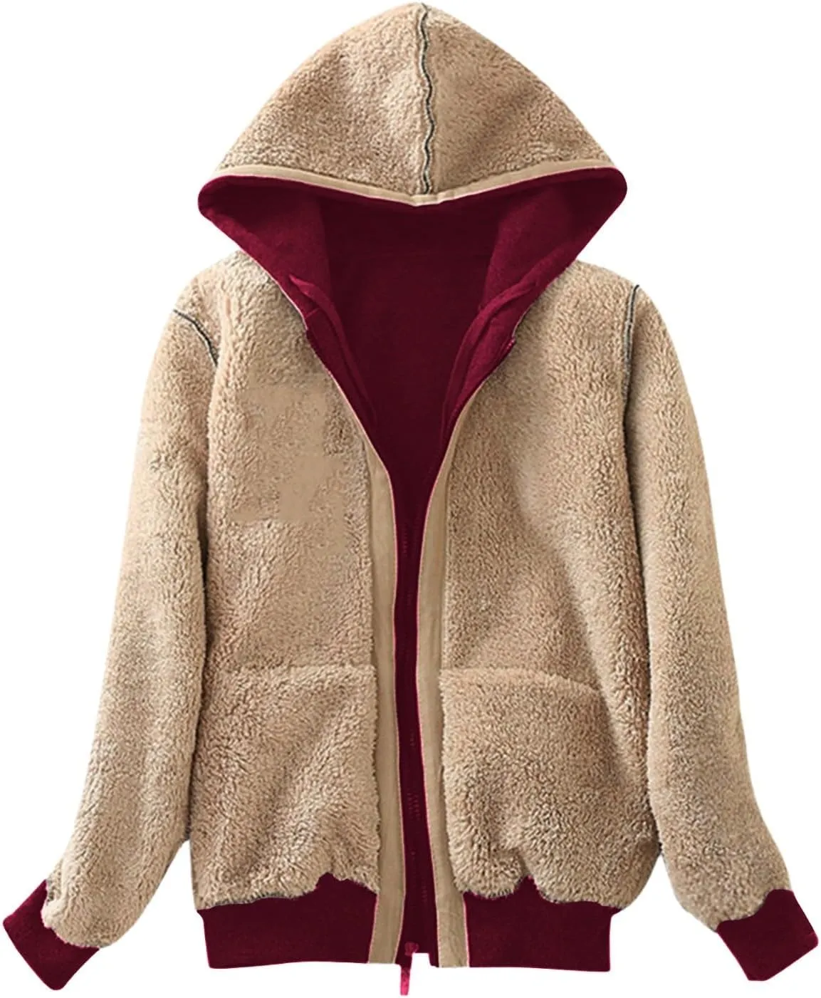 Women's Fleece Hoodies Zip Up Drawstring Long Sleeve Sweater Coat With Pocket Oversized Warm Soft Loose Fit Outfits