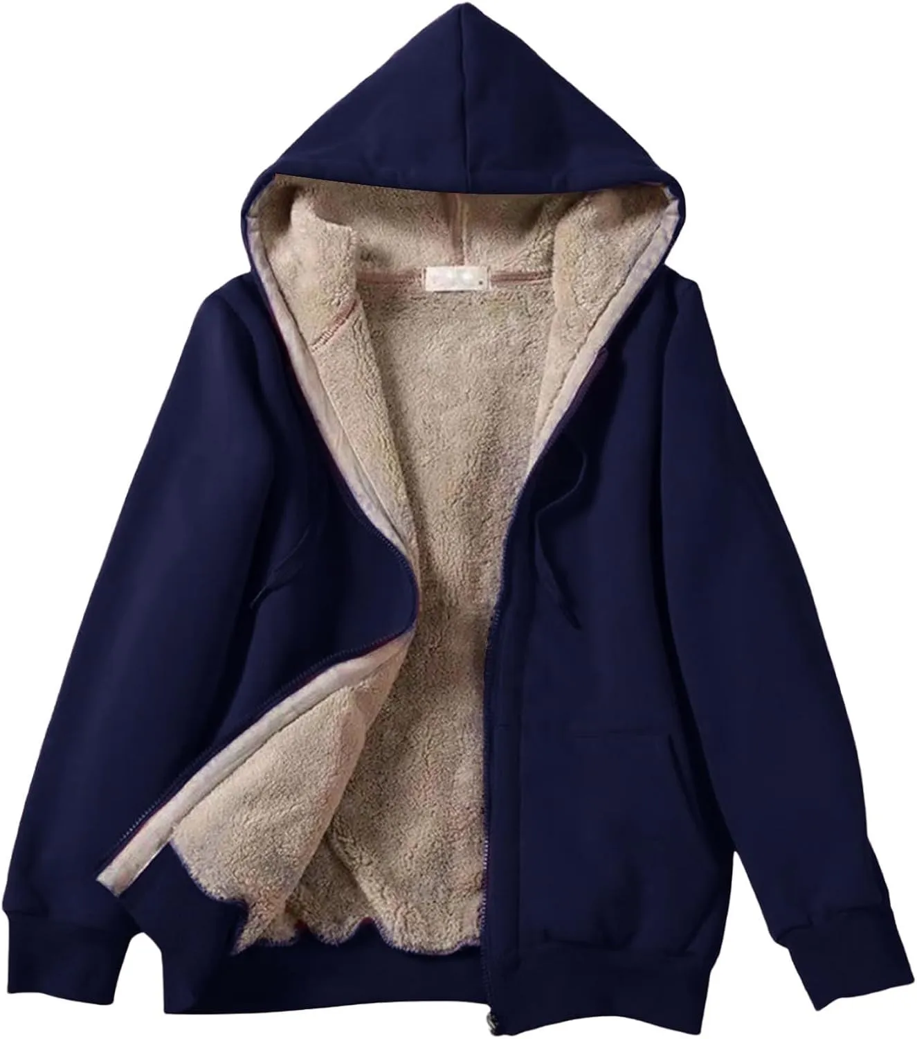 Women's Fleece Hoodies Zip Up Drawstring Long Sleeve Sweater Coat With Pocket Oversized Warm Soft Loose Fit Outfits