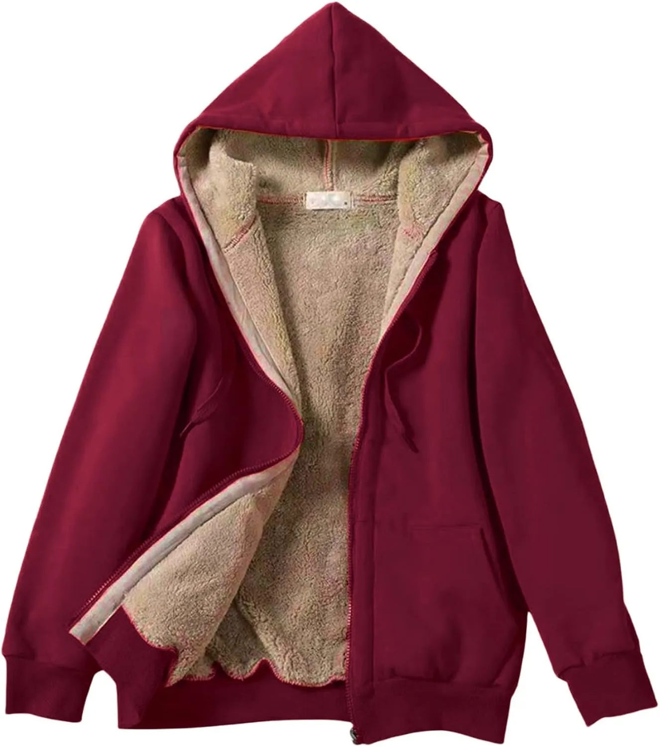 Women's Fleece Hoodies Zip Up Drawstring Long Sleeve Sweater Coat With Pocket Oversized Warm Soft Loose Fit Outfits