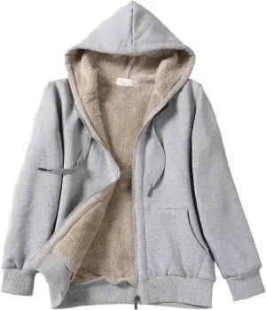 Women's Fleece Hoodies Zip Up Drawstring Long Sleeve Sweater Coat With Pocket Oversized Warm Soft Loose Fit Outfits