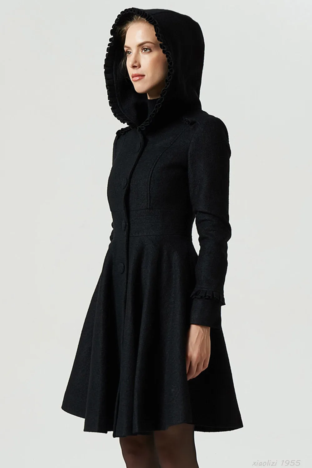 women's hooded wool jacket 1352