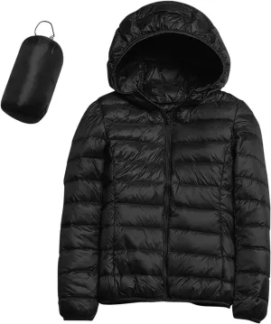 Women's Lightweight Long-Sleeve Water-Resistant Packable Hooded Puffer Jacket Winter Coat Women Down Coats Ski Jacket