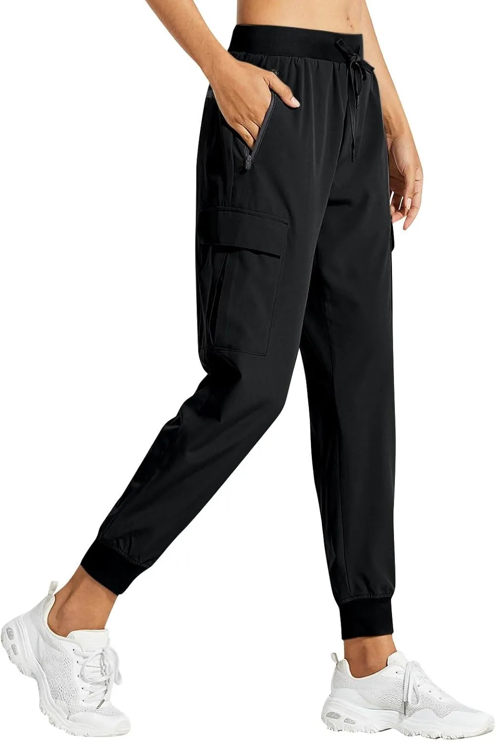 Women's Lightweight Quick Dry Hiking Running Pants Outdoor Sports Breathable Zipper Pockets Athletic Workout Pants