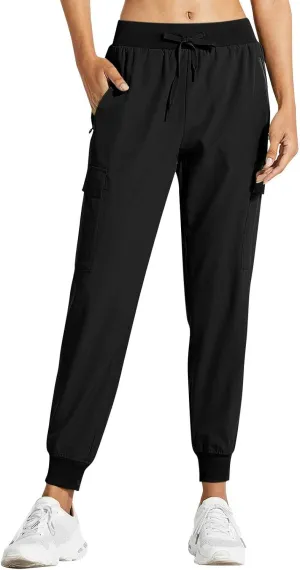 Women's Lightweight Quick Dry Hiking Running Pants Outdoor Sports Breathable Zipper Pockets Athletic Workout Pants
