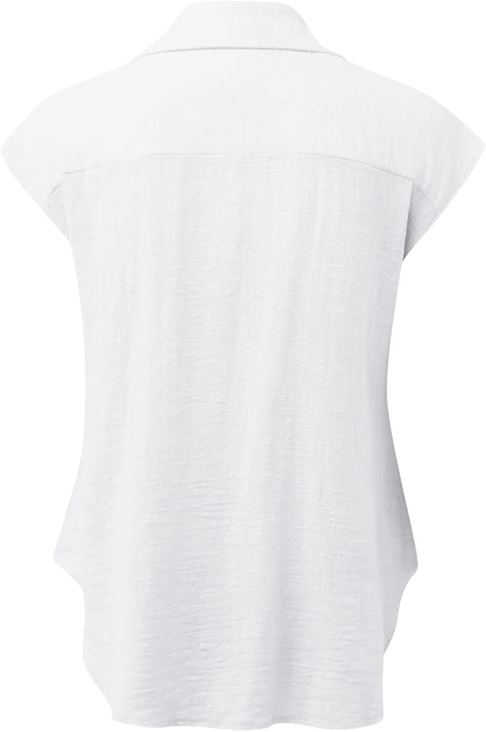 Womens Linen Tops Cap Sleeve Button Down Shirt Gauze Linen Shirt Casual Loose Fit Work Blouses Solid Linen Shirt Tops
