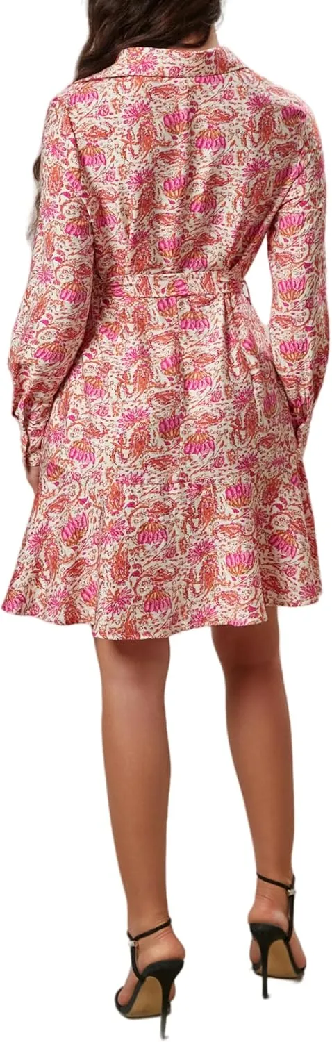 Women's Long Sleeve Button Down Shirt Dress Casual Tie Waist Midi Dresses