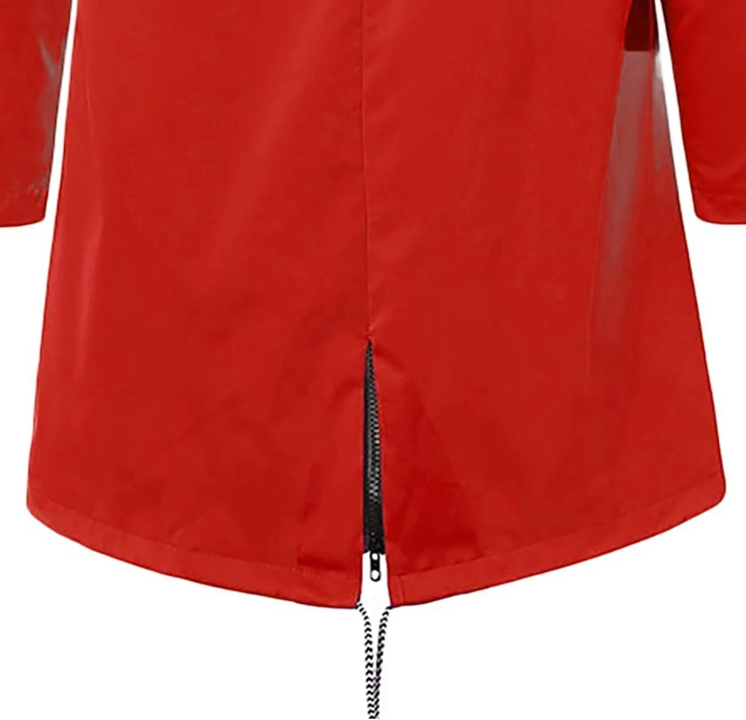 Womens Long Windbreaker Striped Lined Hooded Trench Coats Light Zip Up Jacket Coat Casual Drawstring Outwear