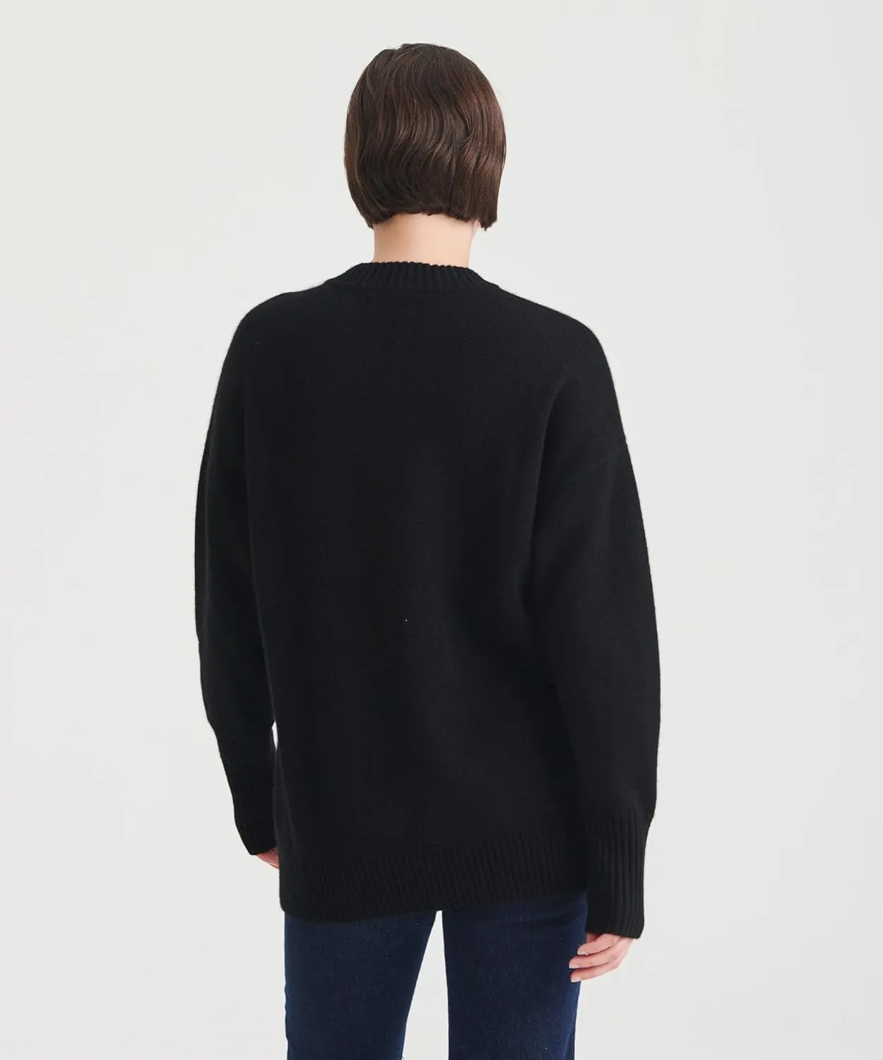 Womens Luxe Cashmere Oversized Crewneck Sweater