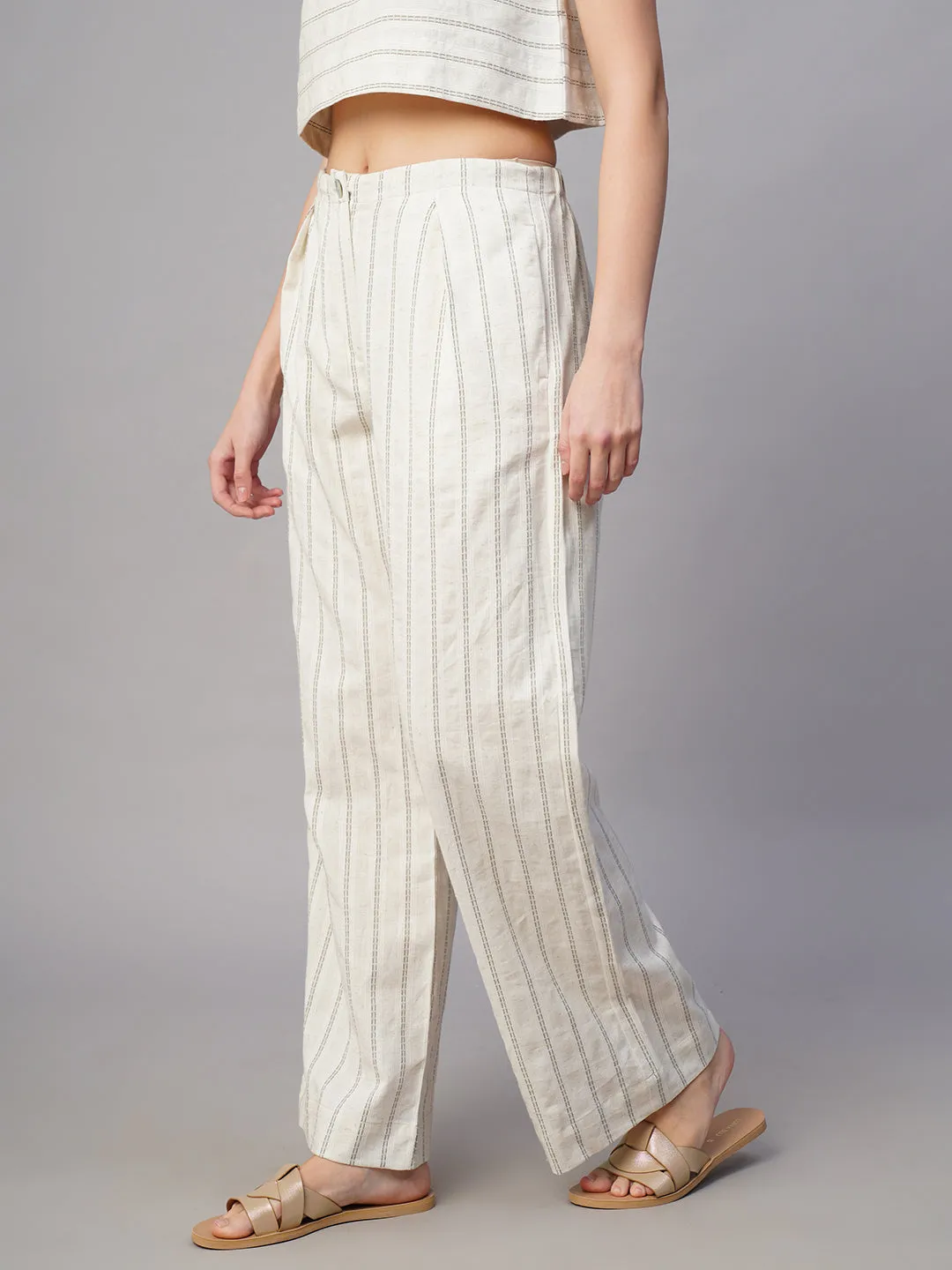Women's Olive Cotton Linen Wide Leg Pant
