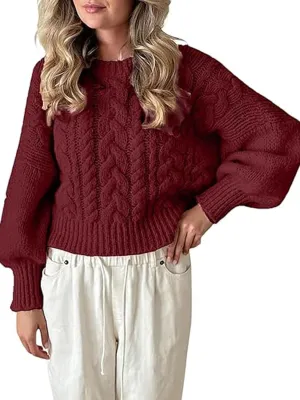 Women's Oversized Sweaters Long Sleeve Crewneck Chunky Knitted Pullover Fall Fashion Solid Color Chunky Jumper Tops