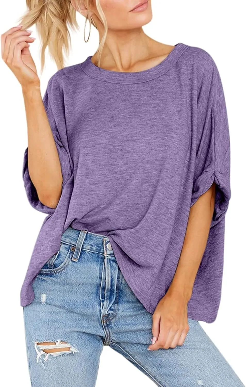 Women's Oversized Tshirts Casual Summer Tops Short Sleeve Loose Fit Tunic Basic Tee Shirts