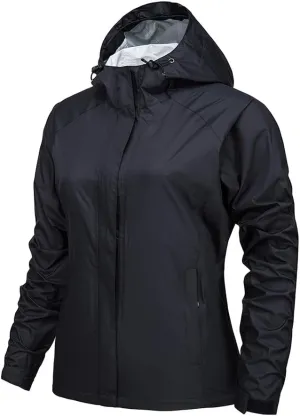 Womens Raincoat Lightweight Rain Jackets Outdoor Waterproof Hooded Windbreaker