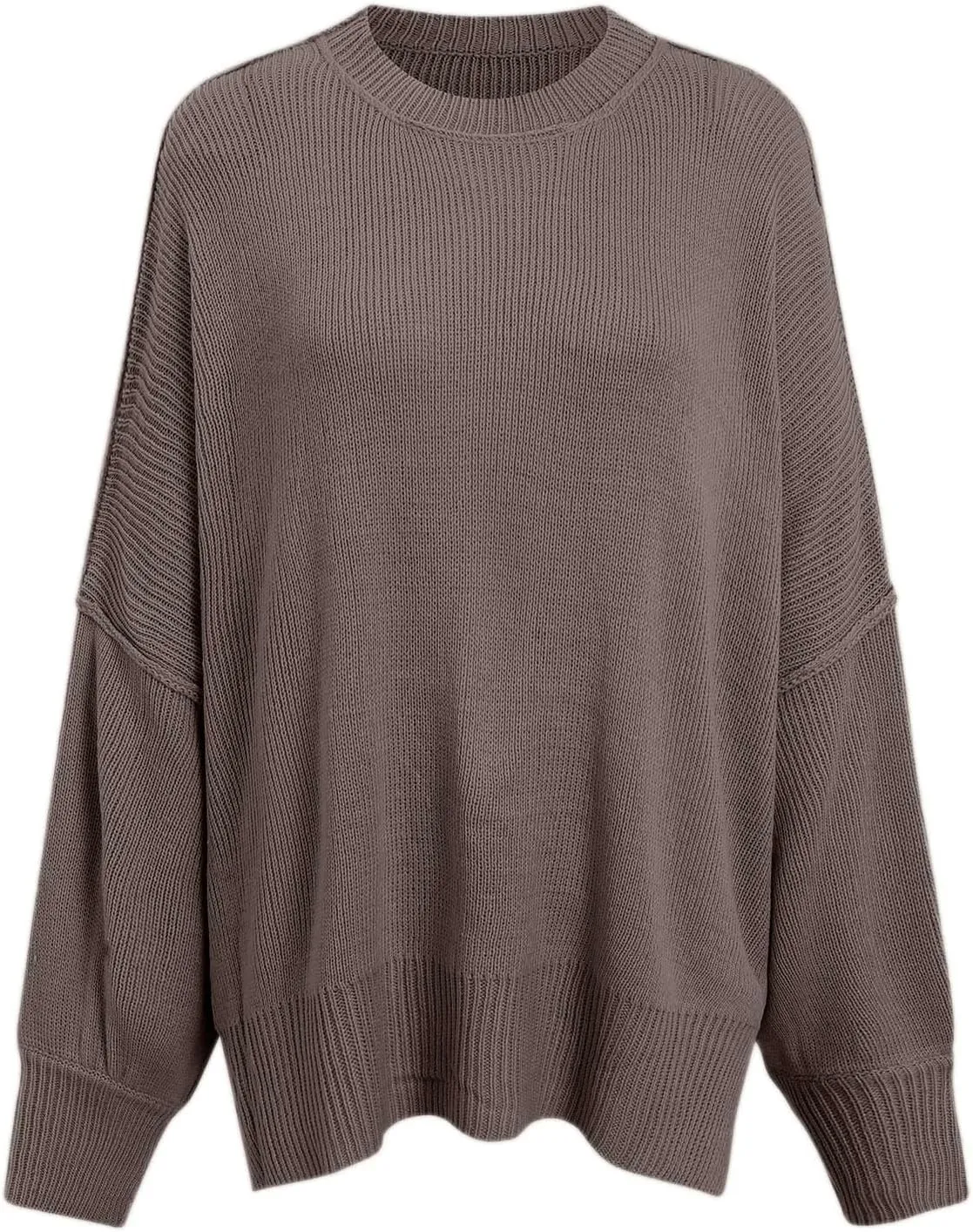 Womens Sweaters Chunky Knit Solid Color Crew Neck Long Sleeve Casual Lightweight Soft Jumper Tops