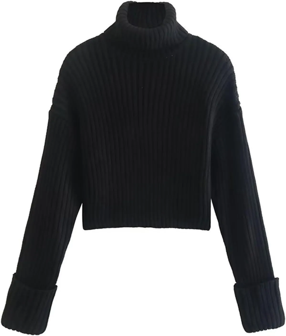 Womens Sweaters Chunky Knit Solid Color Crewneck Long Sleeve Loose Fit Casual Soft Pullover Tops