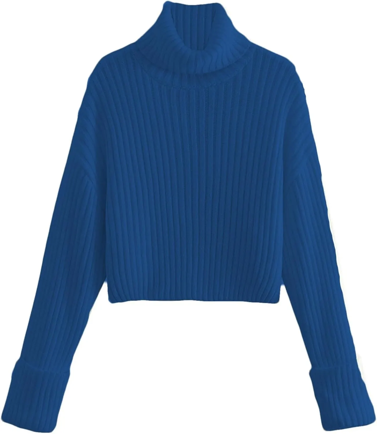Womens Sweaters Chunky Knit Solid Color Crewneck Long Sleeve Loose Fit Casual Soft Pullover Tops