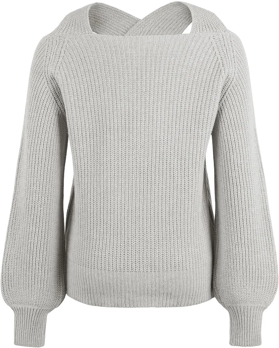 Women's Sweaters Chunky Knit Solid Color Strap Neck Long Sleeve Casual Loose Fit Soft Pullover Tops
